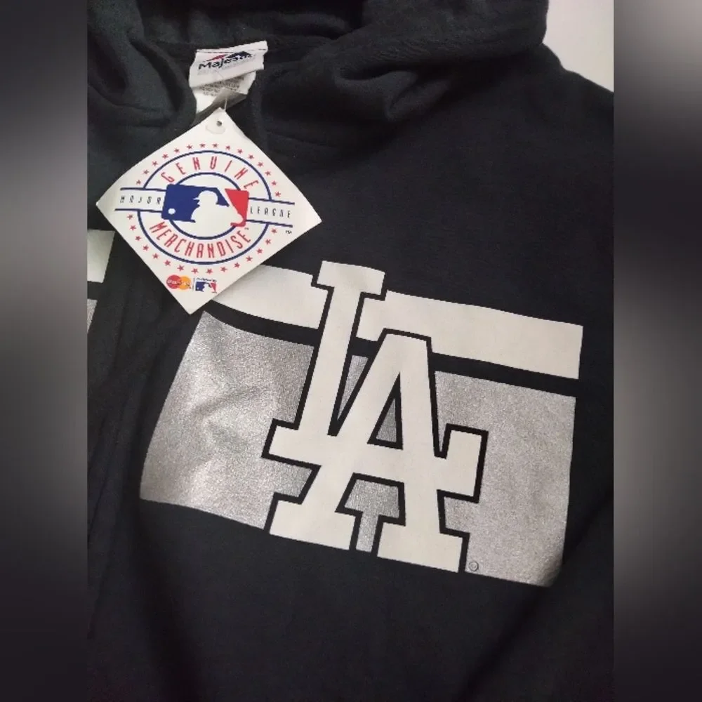 Majestic Men's Los Angeles Dodgers Full Zip Hoodie Kangaroo Pockets New